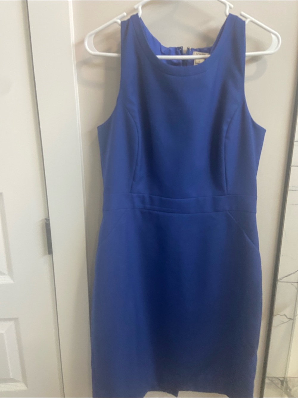 J. Crew Sleeveless Royal Blue Midi Sheath Dress